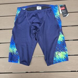 TYR Durafast PERSEUS Boys Mens Jammer  Blue Green Swimwear Swimsuit Sz 30 New
